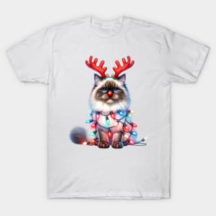 Christmas Red Nose Birman Cat T-Shirt